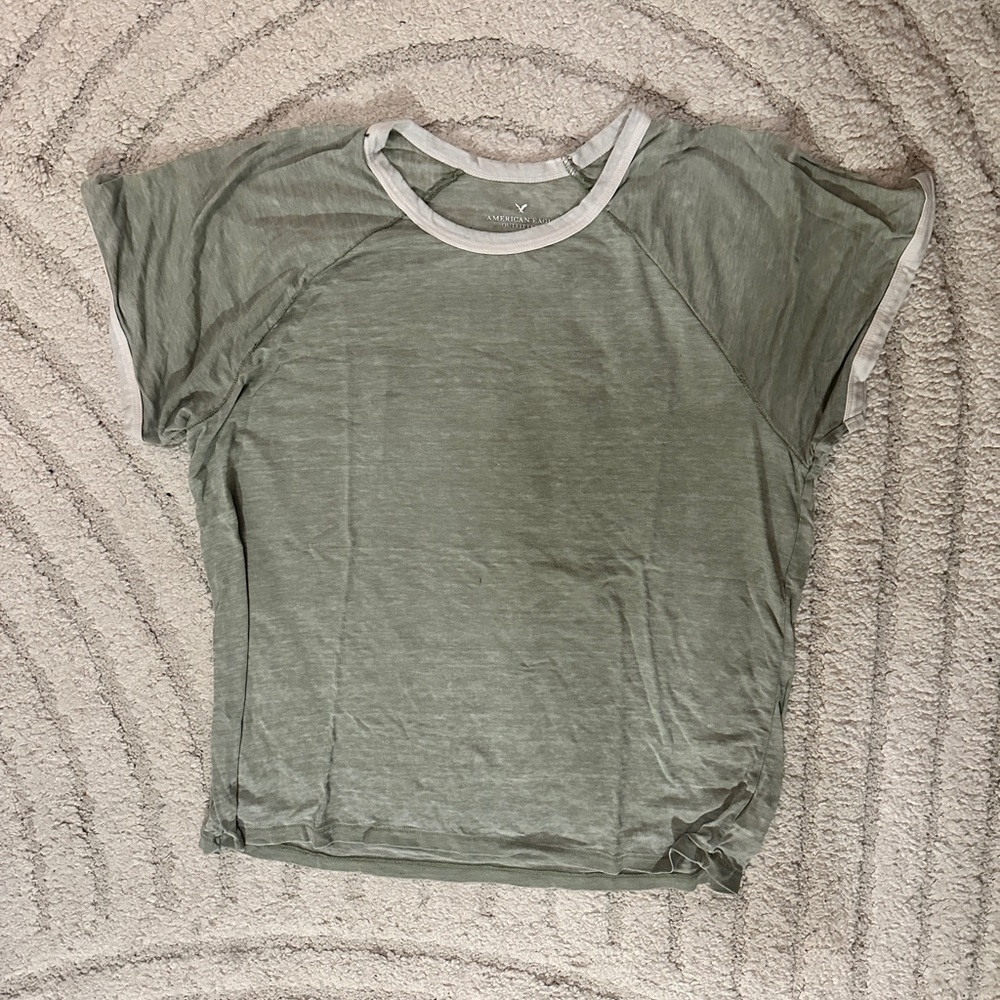 American Eagle Outfitters Olive Raglan Tee